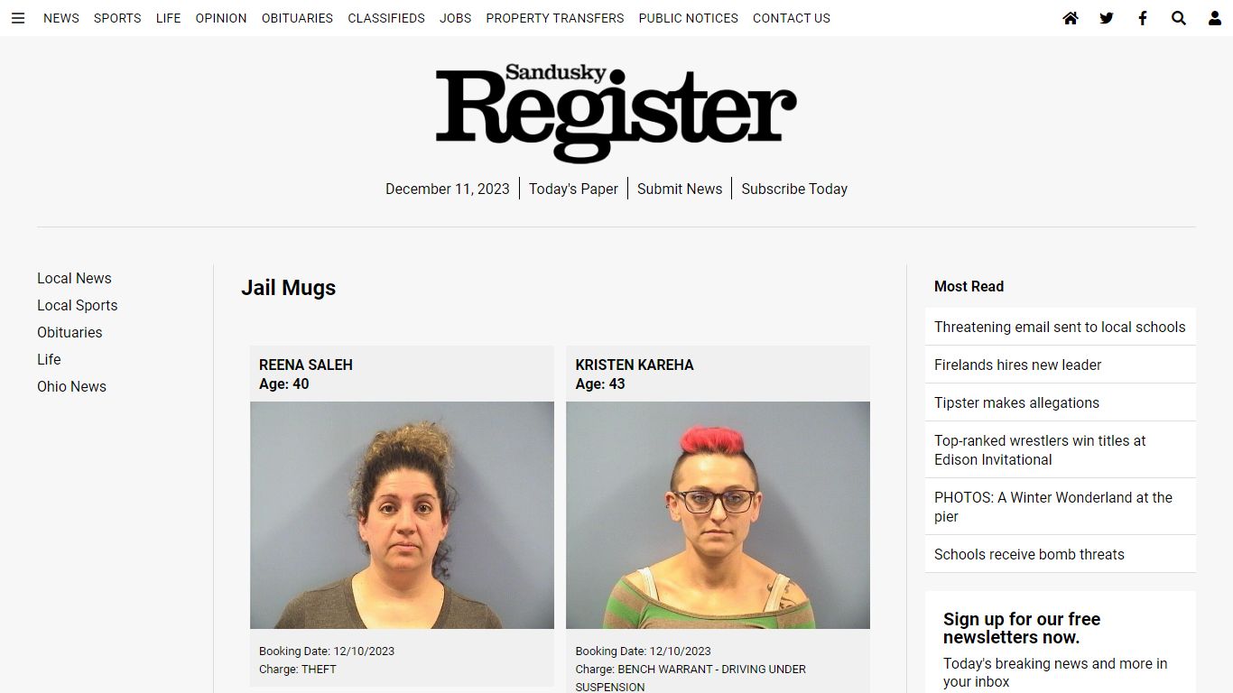 Jail Mugs - Sandusky Register