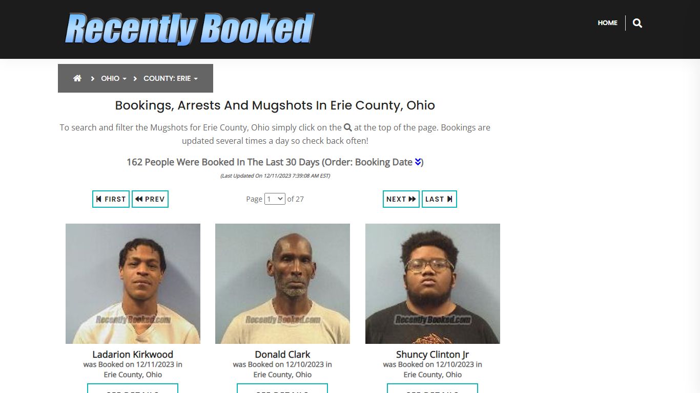 Recent bookings, Arrests, Mugshots in Erie County, Ohio - Recently Booked