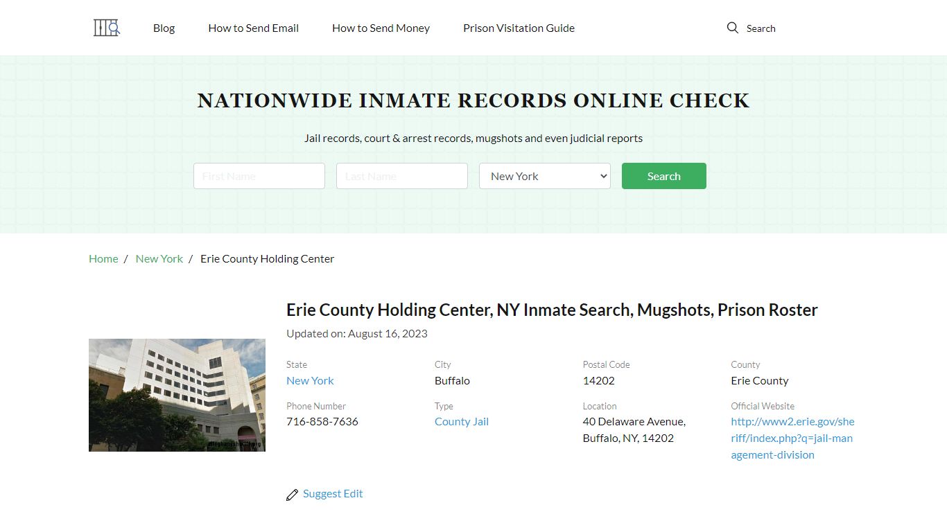 Erie County Holding Center, NY Inmate Search, Mugshots, Prison Roster ...